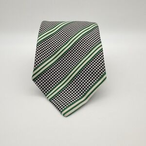 Vintage Saks Fifth Avenue Necktie By Domenico Spano Black White Green England